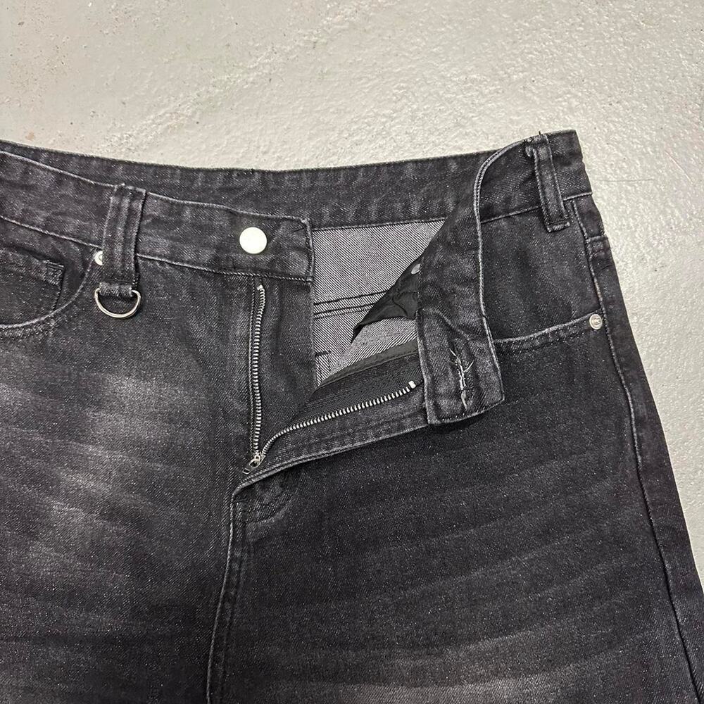 BLACK FADE WIDE LEG BAGGY DENIM WAIST 30 FLAT - Picture 4 of 7